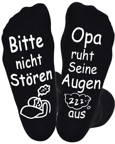 Brightdeal Lustige Socken für Opa – Bitte nicht stören, Opa ruht seine Augen aus – Geschenkideen für Großväter (Vatertag, Weihnachten, Geburtstag) – Baumwollsocken Größe 38-46 Bequem & Rutschfest