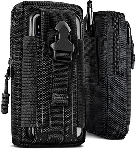 ONEFLOW Survival Case für Nubia RedMagic 9 Pro Handy Gürteltasche aus Nylon mit Karabiner, Taktische EDC Tasche mit Gürtel Halterung, Etui Handyhülle Outdoor Handytasche, Schwarz