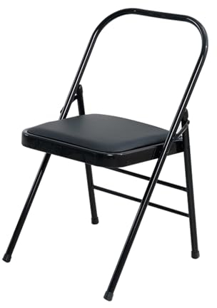 FLIPP Yoga-Stuhl, gepolsterter Klappstuhl, extra dick gepolsterter Sitz, bequemer Metallstuhl, schwarz