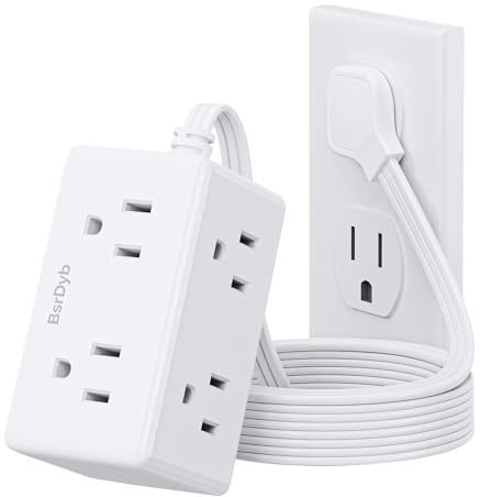 6ft Flat Plug Power Strip, Ultra Flat Extension Cord with 6 Outlet Extender, Surge Protector for Cruise, Mini Power Strip for Bedroom,