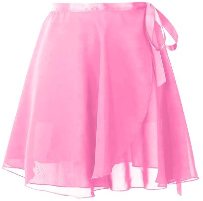 Ballettrock Wickelrock Tanz Rock Verstellbare Taille Krawatten Gymnastik Ballettrock, Chiffon Tanzrock für Mädchen und Damen (Rosa Größe:M)