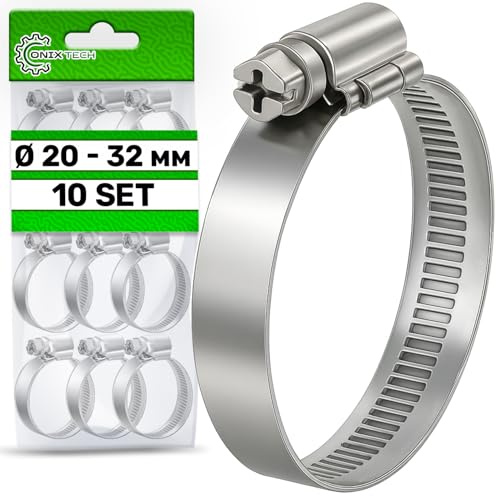 10 Stück Schlauchschellen aus Metall Ø 20-32 mm - ONIX TECH