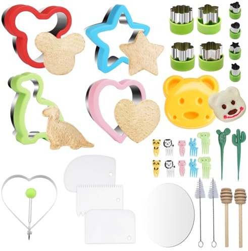 34 Pièce Emporte Piece Sandwiches Cutter, Emporte-Pièces Fruits et Légumes Enfants, Sandwiches Cutter Animaux,Emporte Piece Sandwich Cutter Sealer pour Le Pain, Les Biscuits, Les Sandwichs, Les Fruits