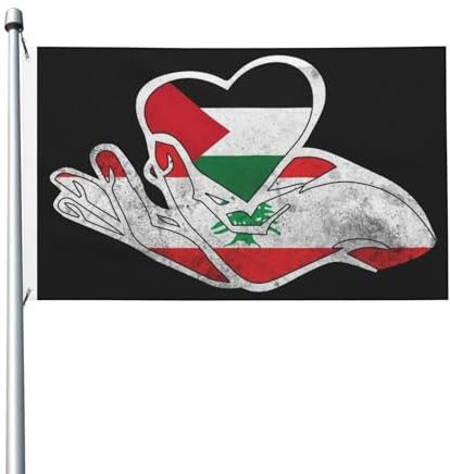Bandiera Libano Palestina Unità palestinese libaneseheartbeat Bandiera da giardino per tutte le stagioni Banner da cortile per giardino Decorazioni per esterni Bandiere stampate su entrambi i lati