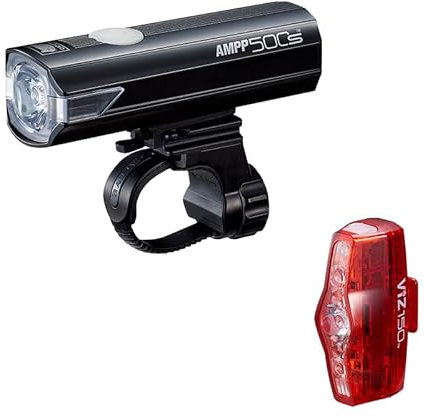 CatEye Ampp 500S / Viz 150 Bicycle Front & Rear Light Set - LED OptiCube Technology Front Light - IPX4 Waterproof Rated - FlexTight Easy Fit Bracket - USB Rechargeable