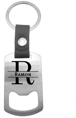 Luxus Schlüsselanhänger Edelstahl - Leder - Ramon, silberfarben, Einheitsgröße