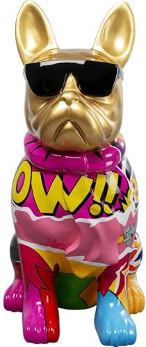Kare Design Deko Figur Graffiti Dog, Gold/Bunt, Hund, handgefertigt, Unikat, Tier Design, Deko Objekt fürs Wohnzimmer, für Regale, Geschenkidee, 20x10x13 cm (H/B/T)