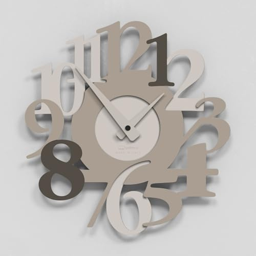 Giallobus - Orologio Bilay - Carved - Legno Mdf - Premium 45x45cm - 06 - Sand - Artigianale Made in Italy - Silenzioso - Idea regalo - Moderni doppio livello