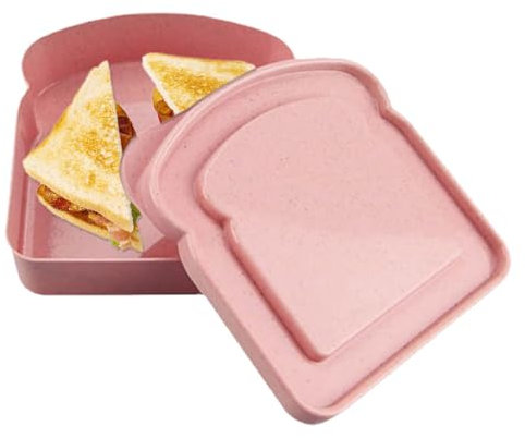 Contenedores para sándwiches - Caja de almacenamiento para sándwiches, lonchera reutilizable I Contenedores de alimentos con tapas Caja para sándwiches en forma de tostada, loncheras reutilizables apt