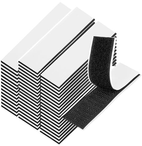 50 Pairs Klettband Selbstklebend Extra Stark, Klettverschluss Selbstklebend Für Stoff Doppelseitiges, Für Wände Tür Boden (Schwarz 2.5 * 10cm Und 3 * 10cm)