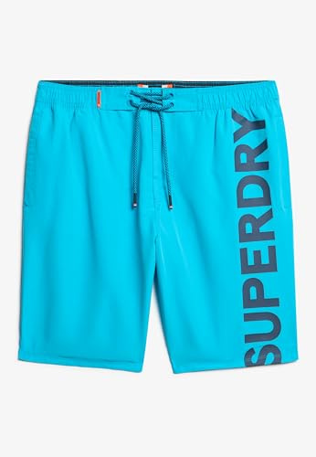Superdry Herren Klassische 48-cm-Boardshorts mit Logo Hawaii Blau M