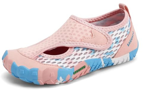 SAGUARO Enfant Barefoot Shoes Garçon Fille Chaussures Enfant Minimalistes Antidérapantes Chaussures de Sport Pieds Nus pour Trail Running Camouflage Rose,GR.36