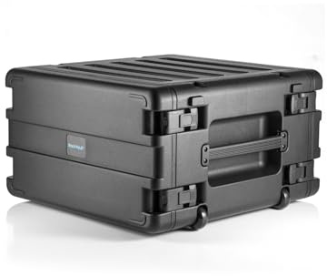 GUARDIQUE RackVault - Hartschalen Audiorack - 19 Zoll - 6U - 480 mm | mit Rollen und Trolley | Stapelbar Rack Gehäuse | Rackmount | Für industrielle und AV/Musik-Anwendungen | Schwarz