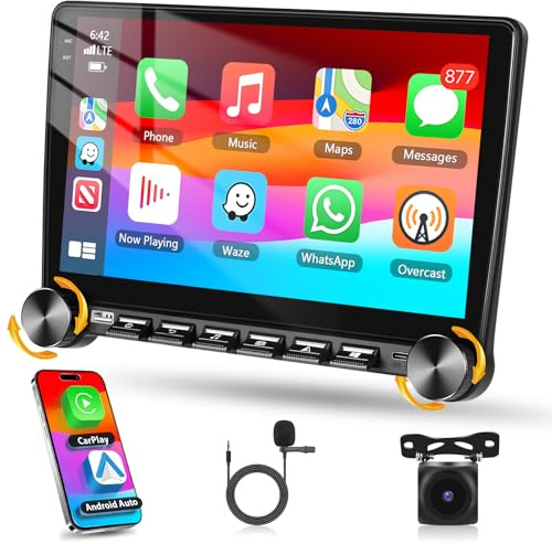 [4+64G] Motorsi 2 DIN Autoradio con Kabelloses Carplay, 10 HD Bildschirm Android Auto Pantalla táctil con Type-C/Android Auto/GPS/Bluetooth/SWC/FM/EQ/RDS/WiFi/USB Radio Receptor+Cámara Trasera