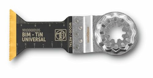 FEIN Sägeblatt E-Cut Universal Bi-Metall mit höhe Lebensdauer, Sägeblatt für Tiefeschnitte, Ve. 1 stk., Breite 44 mm, Länge 55 mm, Starlock Aufnahme, Titan beschichtetes Bi-Metall Sägeblatt
