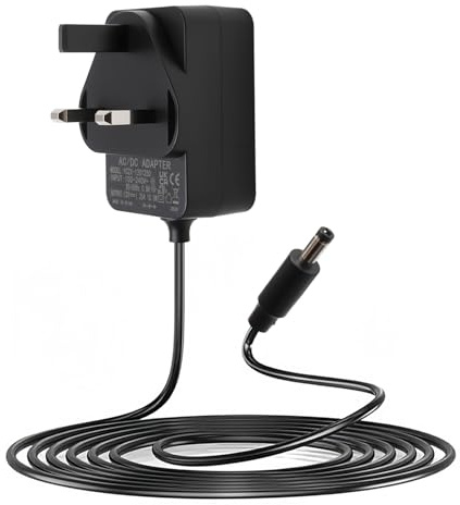 12V 15W Power Supply Charger for Echo Dot 3rd, 4th & 5th Gen, Echo Dot with Clock, Show 5 (1st & 2nd Gen), Echo Spot, Echo Pop – Safe Adapter, White Power Cord, Compatible with Alexa Devices