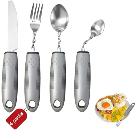 LNSYSNS 4 Pièces Fourchette Vibrante Regime, Ustensiles D'aide à L'alimentation, Comprenant une Cuillère, un Couteau wt Une Fourchette, pour les Patients Atteints de La Maladie de Parkinson