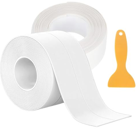 6.4M*6CM Bath Sealant Strip, Extra Wide Waterproof PVC Self Adhesive Simple Seal Tape, for Bathroom,Kitchen, Toilet, Wall Corners, Strong Adhesive, Flexible, Leak-Proof