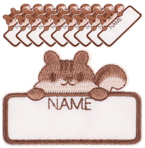 PRETYZOOM 10 Stück Teiliges Selbstklebende Waschbare Namensetiketten für Kleidung Bügelbare DIY Stofflabel mit Niedlichen Tiermotiven Beschreibbar Hitzeaktivierbarer Kleber Langlebig und