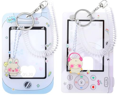 Tniytru 2 Pack Photocard Holder - Cute Photo Card Holder with Wrist Strap, Acrylic Photocard Sleeves, ID Cards & Photos, Korean Style Photo Display Keychain