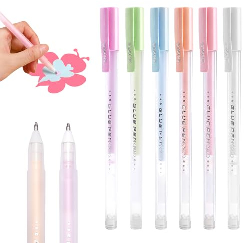 Yolkify Glue Pen, Glue Pens for Crafting, 12Pcs Quick Dry Precision Liquid Adhesive Pen Set, Fine Tip Roller Spot Glue Pens, for Scrapbook Card Making Paper Crafts Handmade Stationery Party & Festival