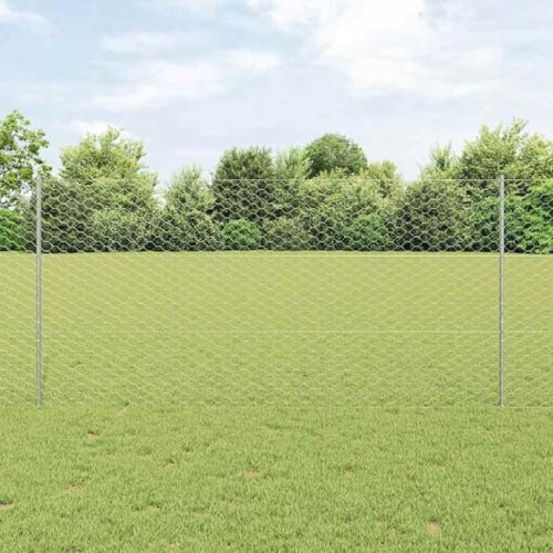 Staketenzaun, Zaun mit Pfosten Silber 1,2 x 10 m Stahl Drahtzaun für den Gartens, Sicherheitszaun