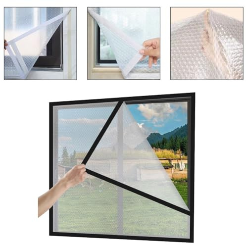BlissfulAbode Fenster-Isolierfolie, Wärme zum Schutz, doppelt verdickte Luftpolsterfolie, PVC-Folie, 80 x 120 cm