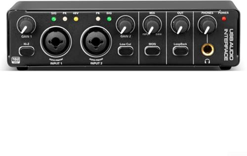 24-Bit/192kHz USB-Audio-Interface für Gitarren- & Mikrofonaufnahmen – Studio-Soundkarte mit geräuscharmem Vorverstärker, Echtzeitüberwachung