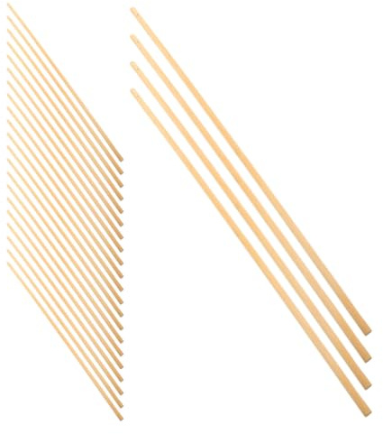 SHERCHPRY 25pcs Bamboo Dowel Rods for Crafts and Macrame Dowels Smooth Splinterfree Surface, Sturdy and Easy Cutting Khaki Round Sticks for Lantern Crafting and Building Structures