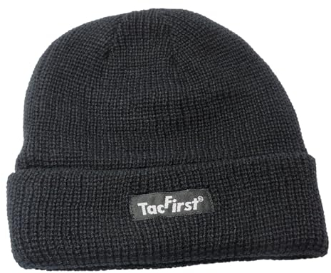 TacFirst Winter Mütze C003 Thinsulate warm gefüttert, Rollmütze Security schwarz
