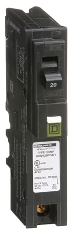 Square D by Schneider Electric Square D - HOM120PCAFIC Homeline Circuit Breaker, 20-Amp, 120V, 1-Pole CAFCI, Plug-On Neutral