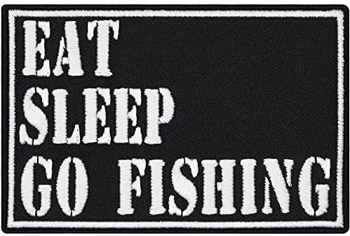 Angler Eat Sleep Fishing Carphunting Fliegenfischen Aufnäher Patch Abzeichen