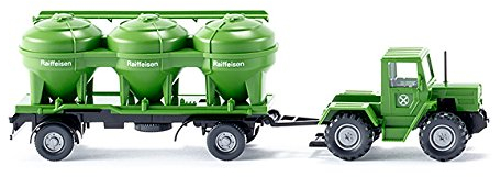 Wiking 038598 H0 Traktor mit Siloanhänger MB Trac mit Siloanhänger Raiffeisen Spur HO 1:87
