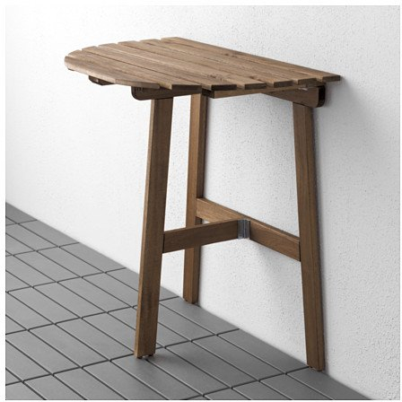 ASKHOLMEN Durable Outdoor Tisch aus massiver Akazie, 70 x 44 cm, Braun gebeizt