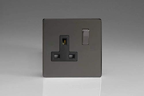 Varilight - 1 Gang 13 Amp Single Switched Socket Dimension Screwless Iridium-Black - XDI4BS