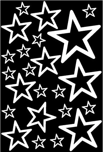 Samunshi® Wandtattoo Sterne Set 'Outline' runde Ecken 14x2,5cm6x5cm2x7,5cm1x10cm weiß