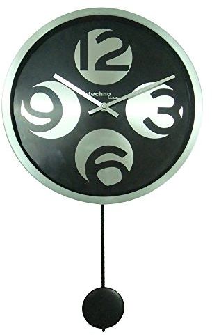 Technoline, WT 1030 Wanduhr mit Pendel, Ø 30cm, schwarz-silber