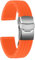 ULLCHRO Gummi Uhrenarmband Ersatzarmband Ersatz Kautschuk Armbanduhr Wasserfest Stripe Pattern - 16mm, 18mm, 20mm, 22mm, 24mm Uhrenband mit Edelstahl Faltschließe (18mm, Orange)