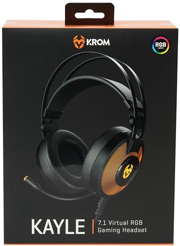 KROM Gaming-Headset KAYLE -NXKROMKAYLE- Headset mit Mikrofon, RGB-Flow in 7 Farben, 7.1 Virtual Sound, 50mm Lautsprecher, verstellbarer Kopfbügel, Micro Flexible, USB, PS4, PS5 und PC, Schwarz