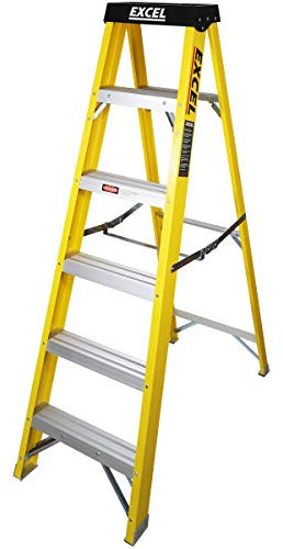 Excel Electricians Fibreglass StepLadder 5 Tread EN131 - Heavy Duty 5 Treads ladder, foldable ladder, folding stepladder, lightweight step ladder, fibreglass stepladder