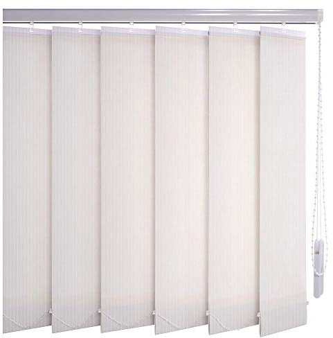 Sonnenschutz-HH® - Lamellenvorhang weiß Leinenoptik mit Streifen lichtdurchlässig - Breite 150 cm x 125 cm Höhe - Lamellenbreite 127mm Vertikaljalousie Vertikalanlage Schiebevorhang
