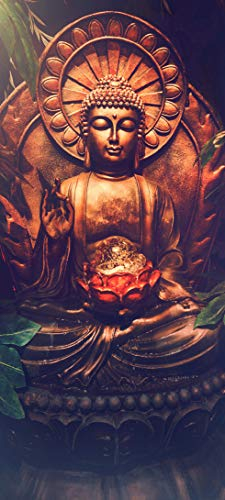 Bilderdepot24 Türtapete Buddhistische Statue 90 x 200 cm - einteilig Türaufkleber Türfolie Türposter - Glaube Religion Buddha