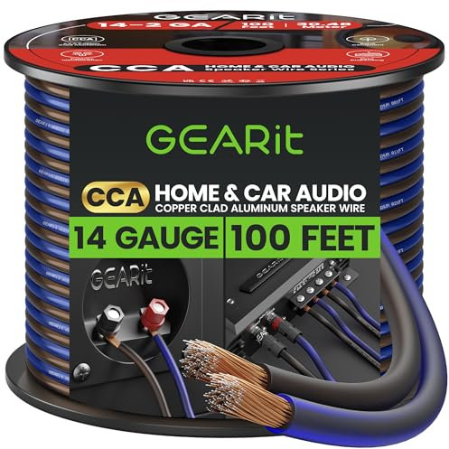 GearIT 14 Gauge 2 x 2.5mm Speaker Wire Cca Cable (30.4 Meters - Black Blue)