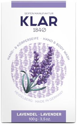 Klar Seifen Lavendelseife 100g, Cosmos zertifiziert, palmölfrei, geeignet für normale Haut, Seife 10982