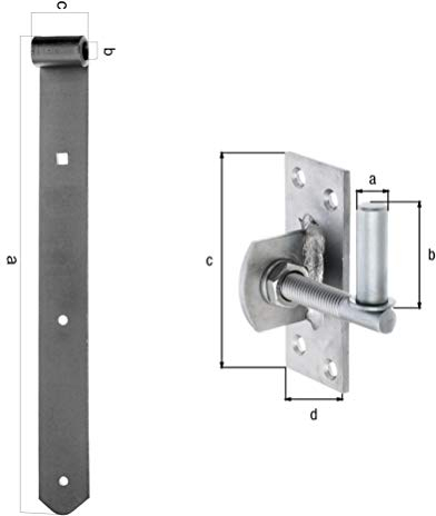 HAUS & DACH Ladenband Set, Edelstahl inkl. Kloben, Ladenbandlänge: 800 mm, Durchmesser Kloben: 16 mm Verstellbar
