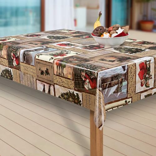 laro Wachstuch-Tischdecke Weihnachten Weihnachts-Motive PVC Wachstischdecke Eckig Meterware Wasserabweisend Abwischbar, Muster:Weihnachten Santa, Größe:100-140 cm