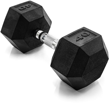 CAP Barbell Unisex-Erwachsene 50 kg Hantel-Gewichte, sechseckig, beschichtet, 18 kg Einzelbett, Schwarz, 40 lb