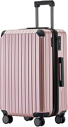 Münicase M816 TSA-Schloss Koffer Reisekoffer Trolley Kofferset Hardschale Boardcase (Rosagold, Mittler Koffer)