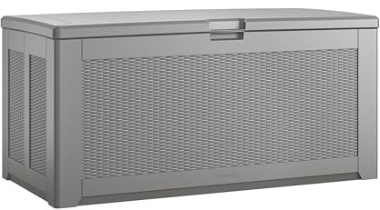 Rubbermaid Extra Large Resin Outdoor Storage Deck Box (134 Gal), Weather Resistant, Gray, Deck Organization for Home/Backyard/Pool Chemicals/Toys/Garden Tools/Porch/Patio Cushions