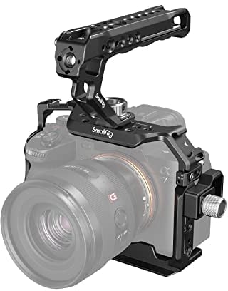 SMALLRIG A7 IV Käfig Cage mit oberem Griff und HDMI-Kabelklemme, Basis Kit für Sony Alpha 7 IV/Alpha 7 S III - 3668B